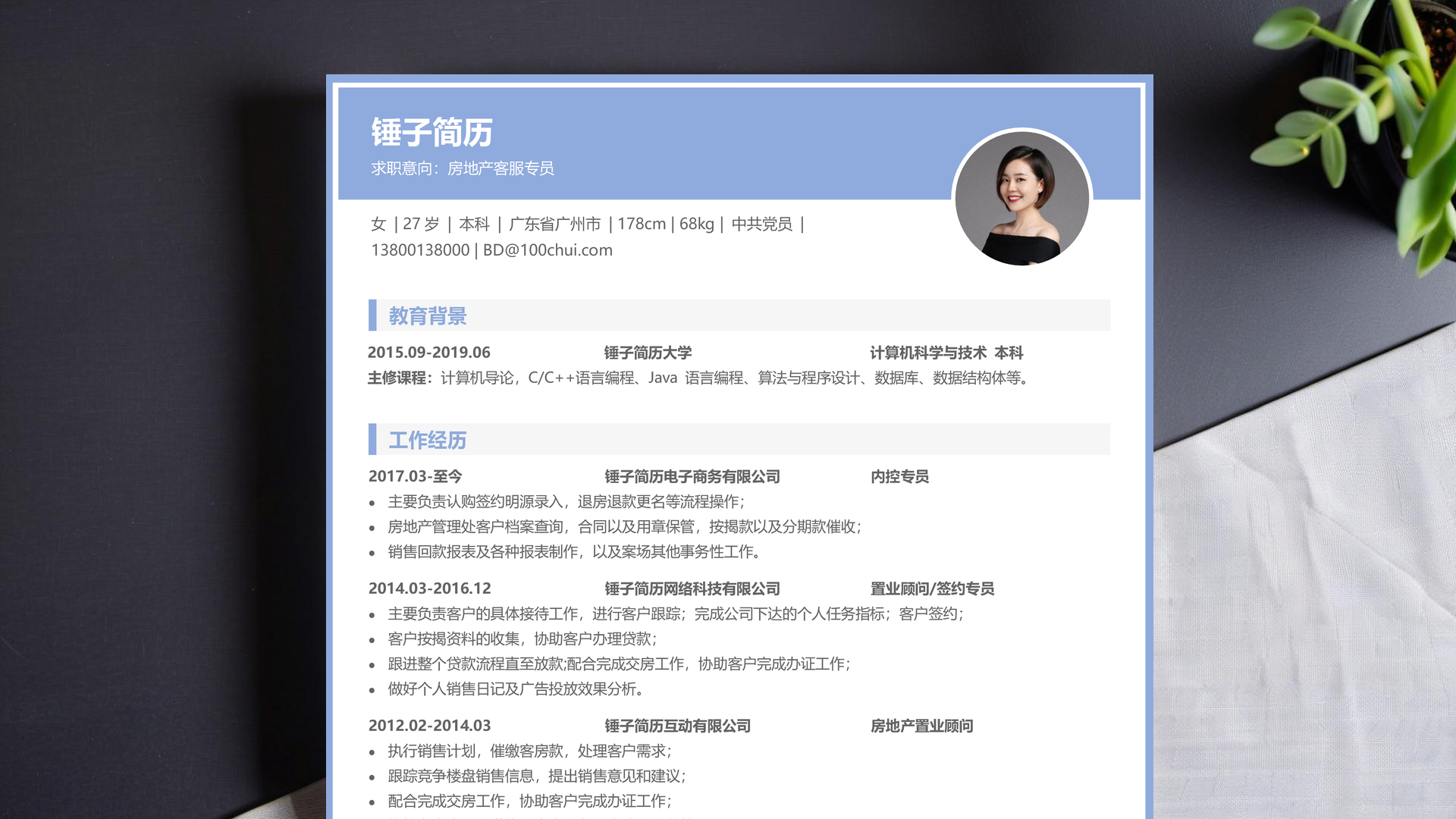 应届生求职美术老师的简历