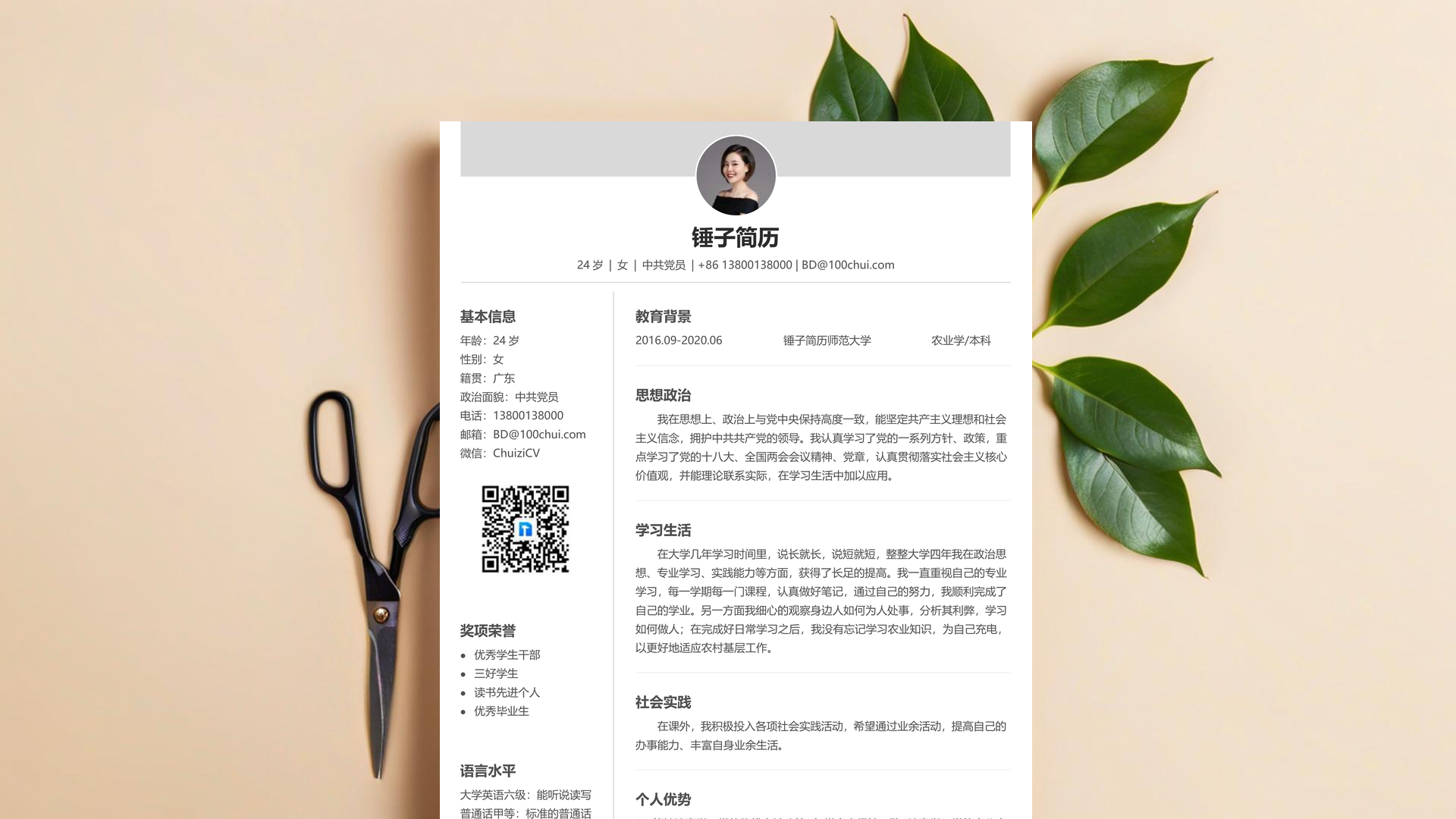 0经验应届生实习简历