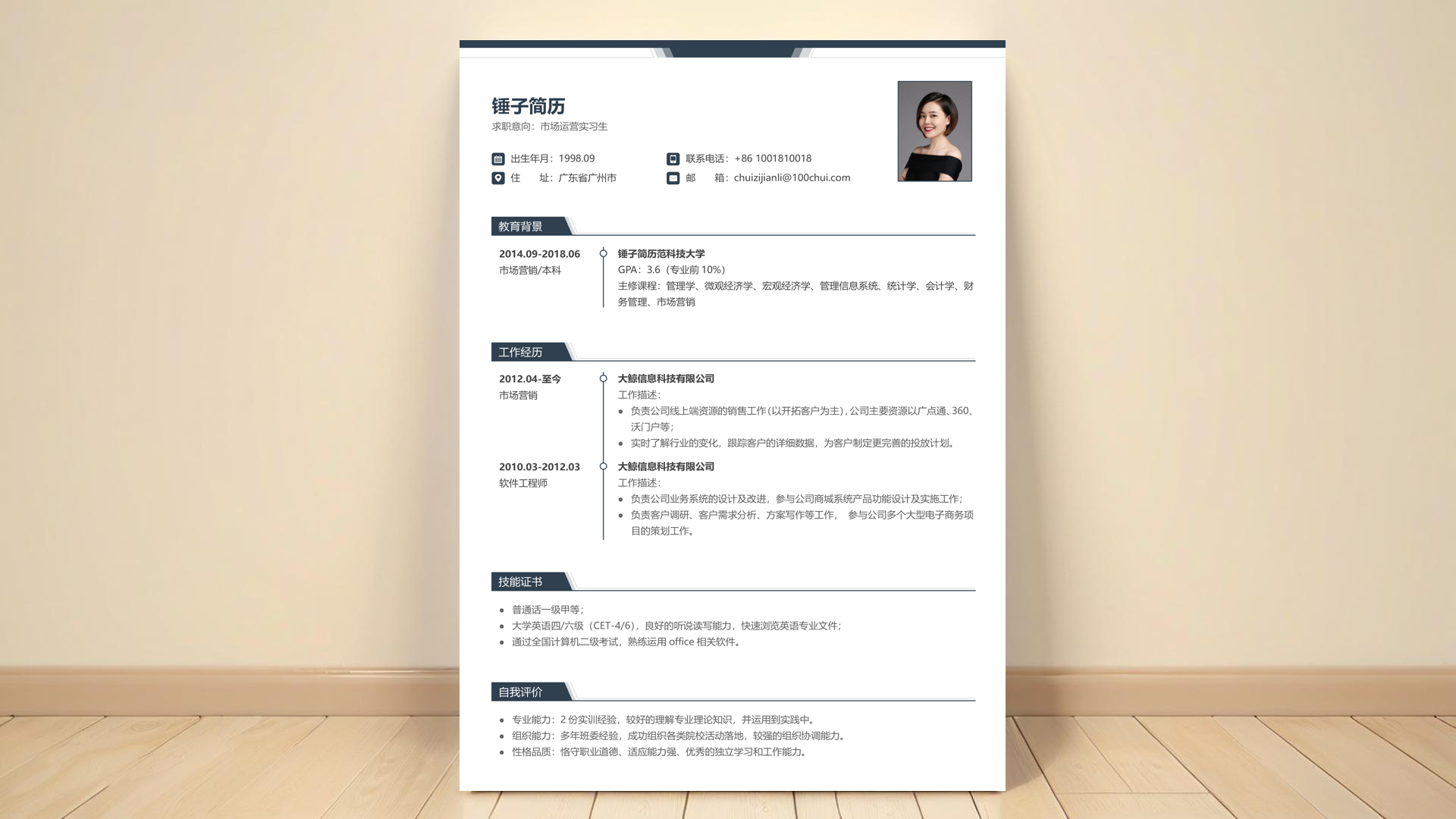 美术老师的简历案例