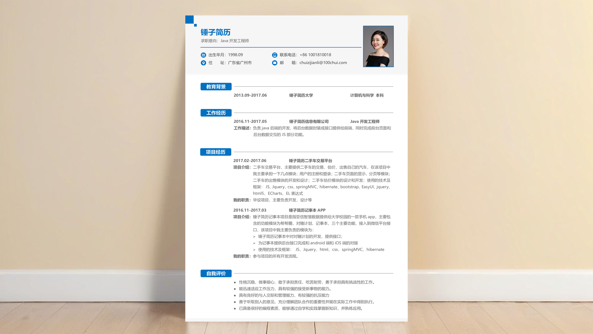 设计师简历设计案例