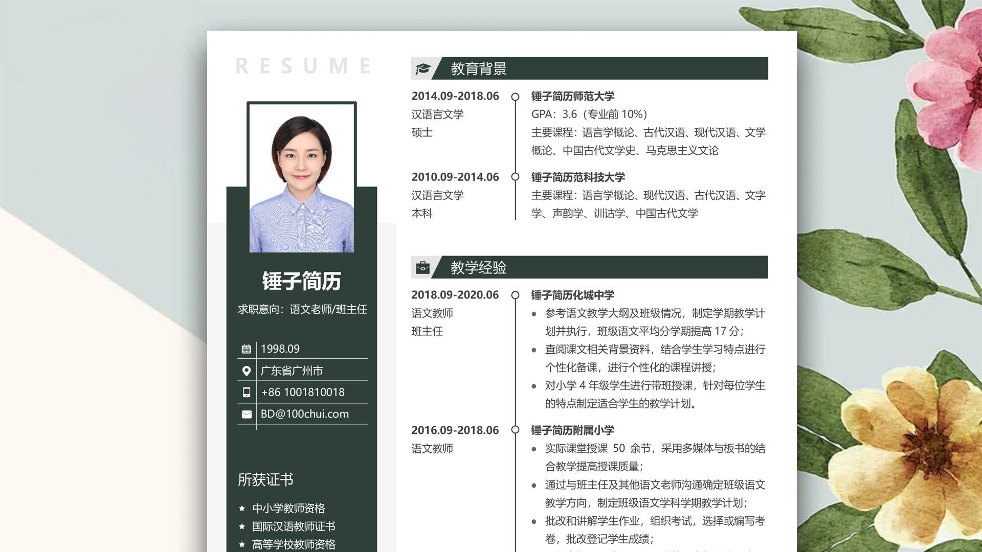 游戏界面设计师简历模板-大牛案例
