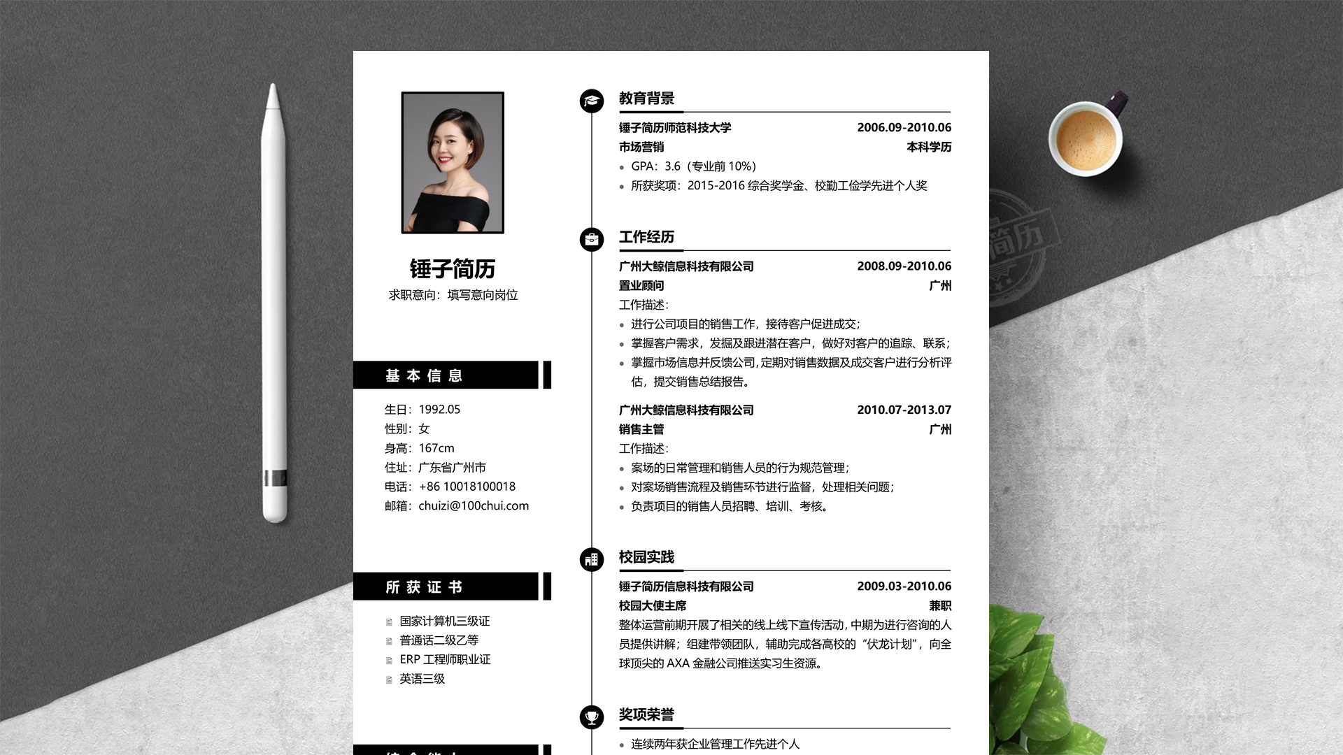 理财顾问工作经历简历范文