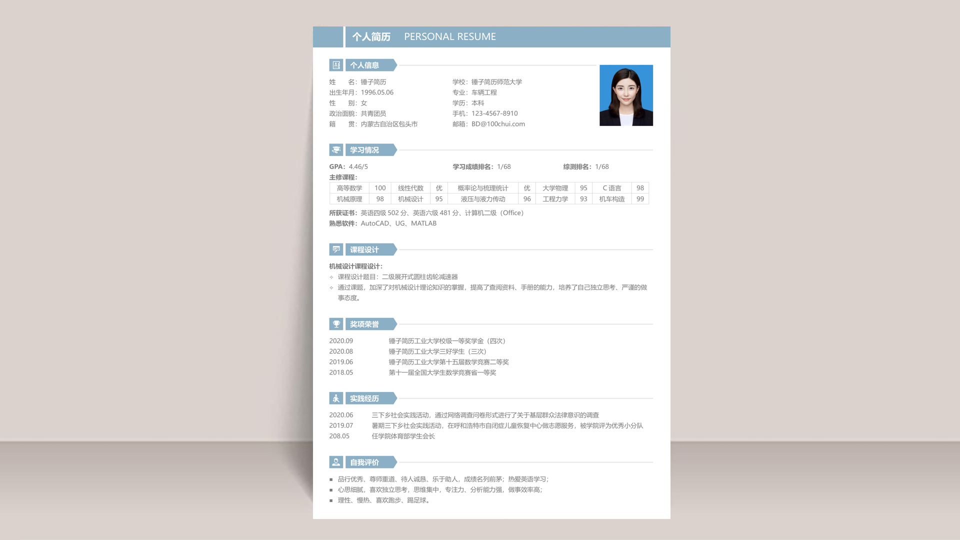 应聘商业运营专员简历案例