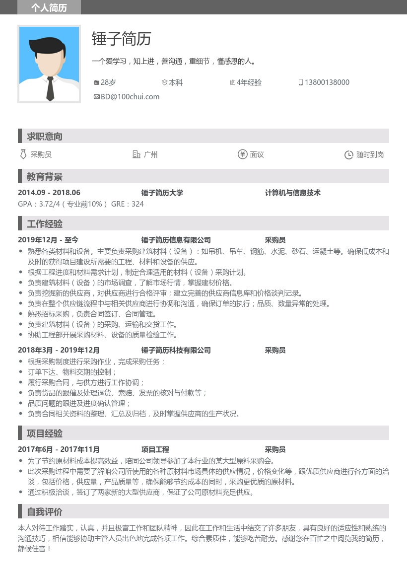 采购员求职简历