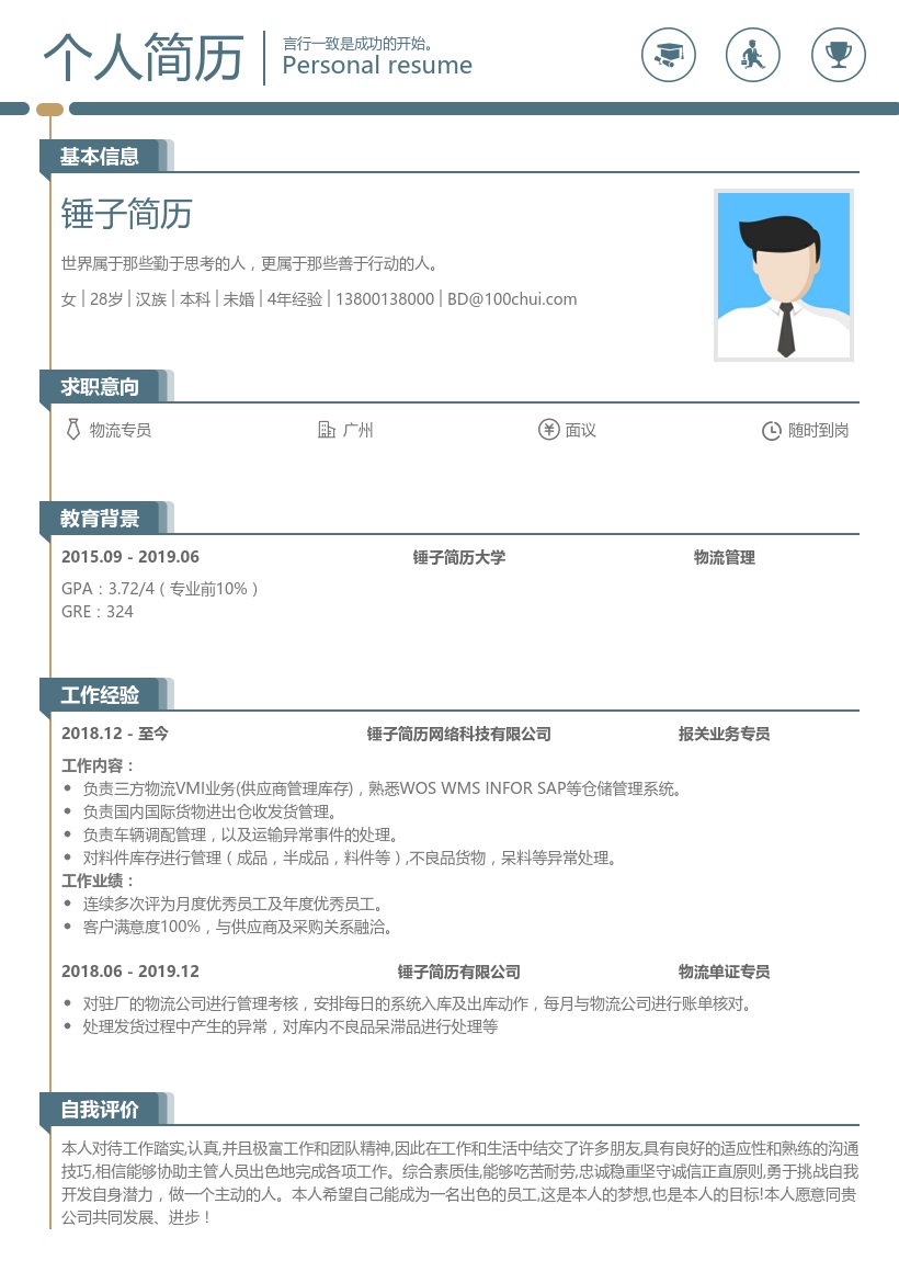 物流专员求职简历