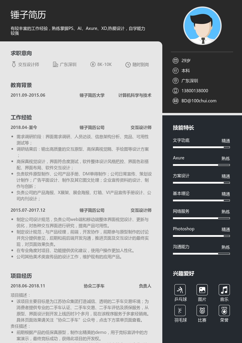 交互设计师简历模板