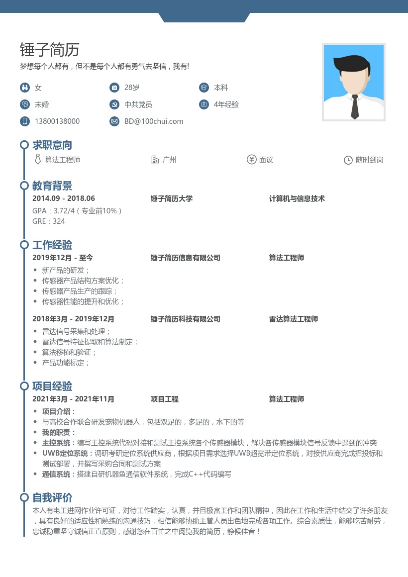 算法工程师求职简历