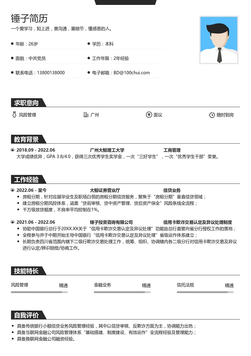 风险管理简历范文