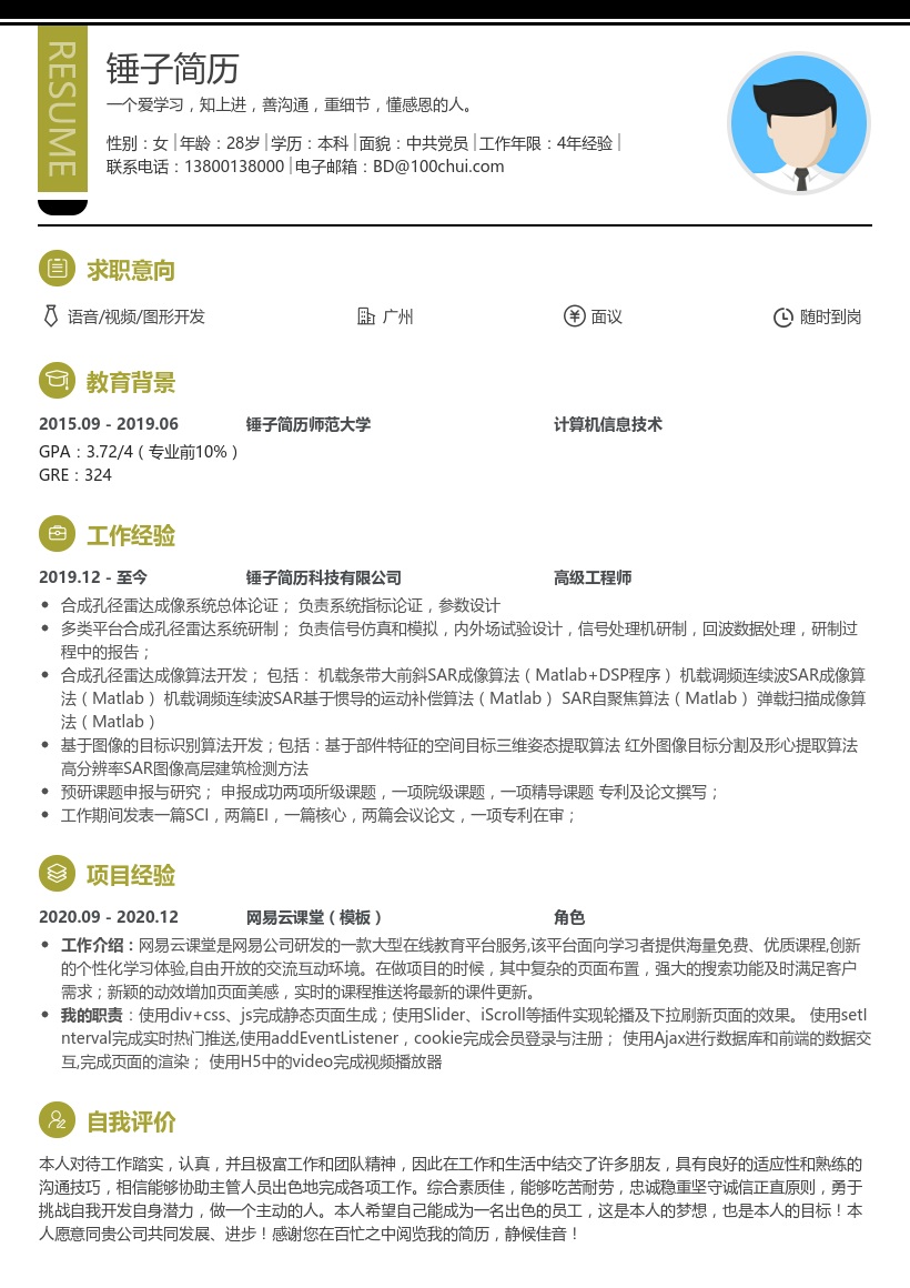 语音/视频/图形开发-个人简历