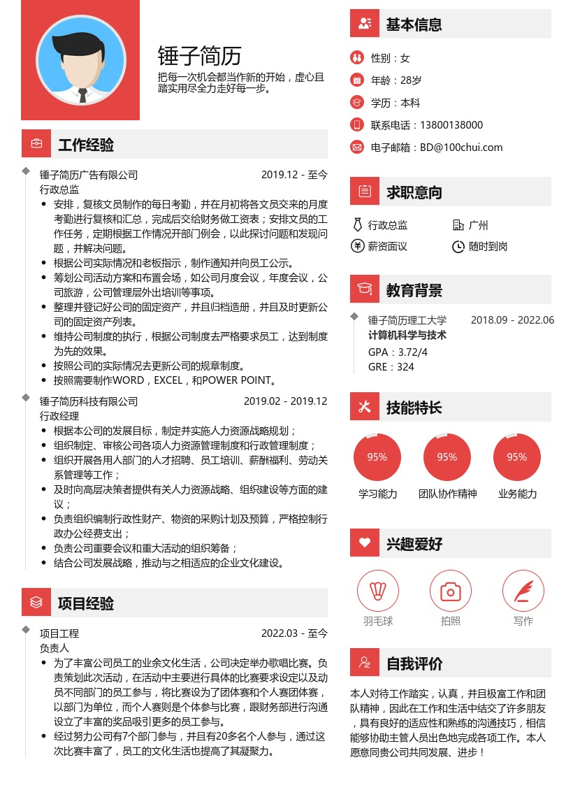 行政总监个人简历模板