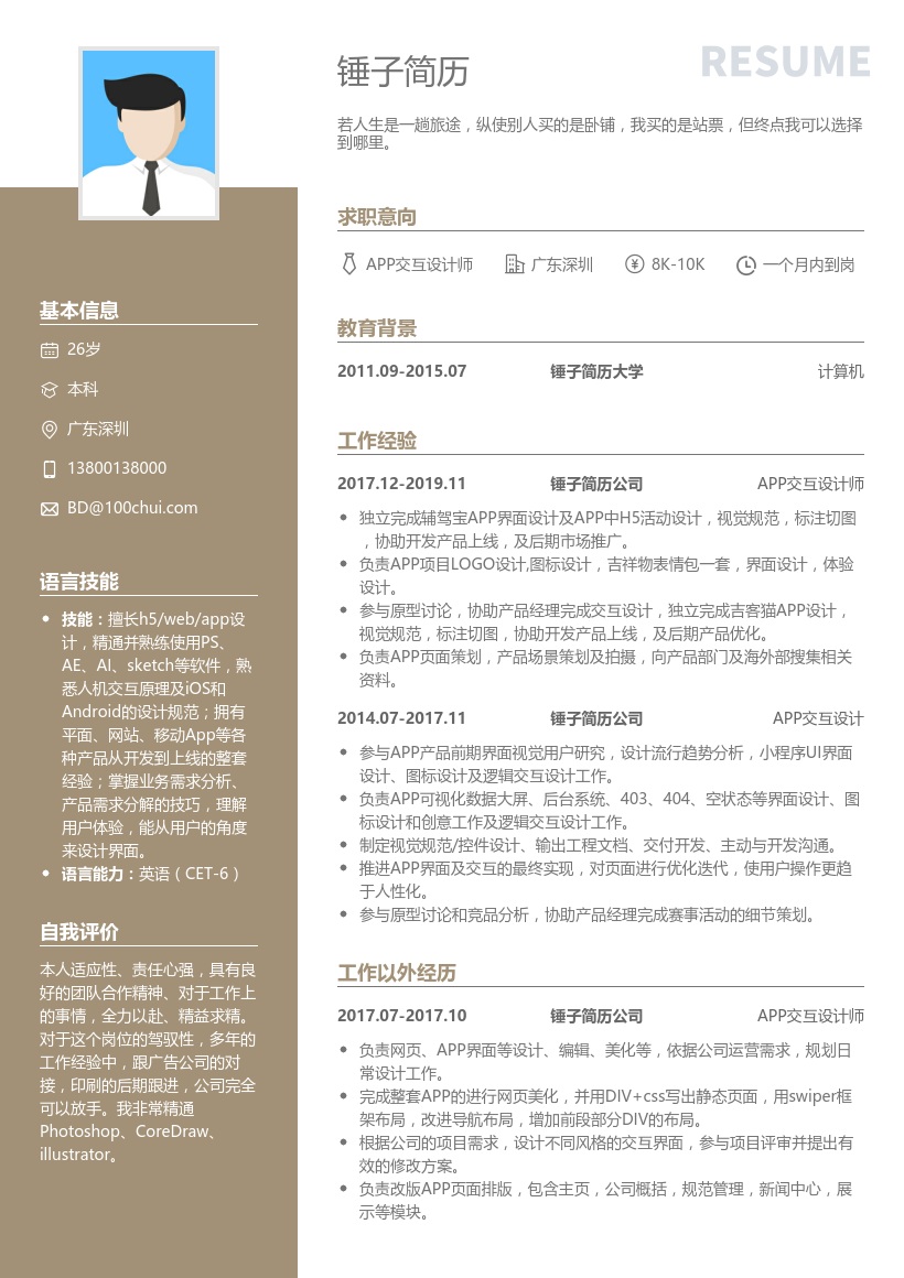 APP交互设计师简历模板