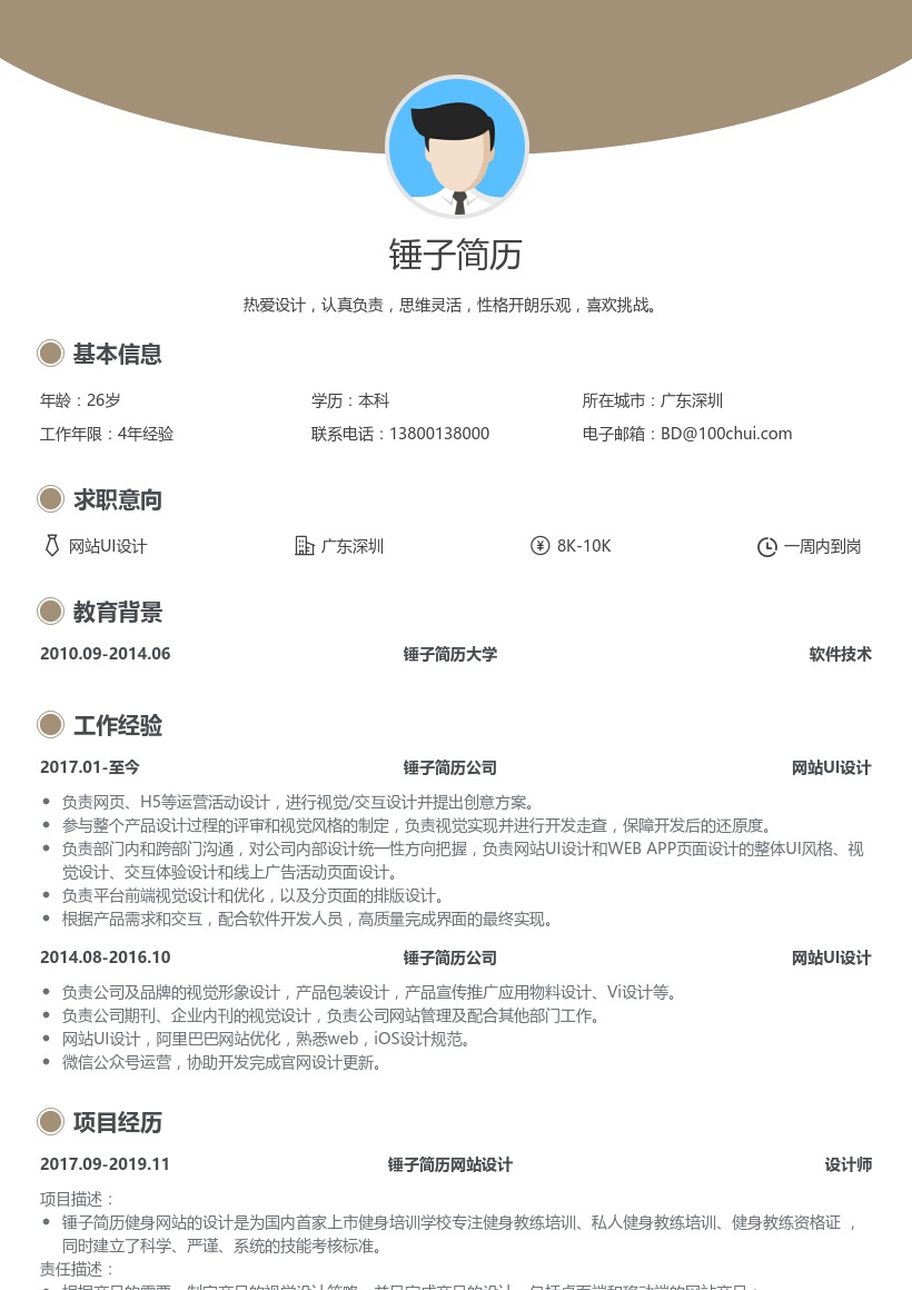 网站UI设计简历模板