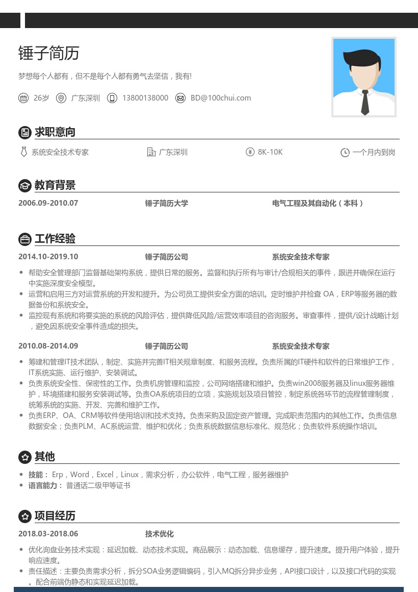 系统安全技术专家简历模板