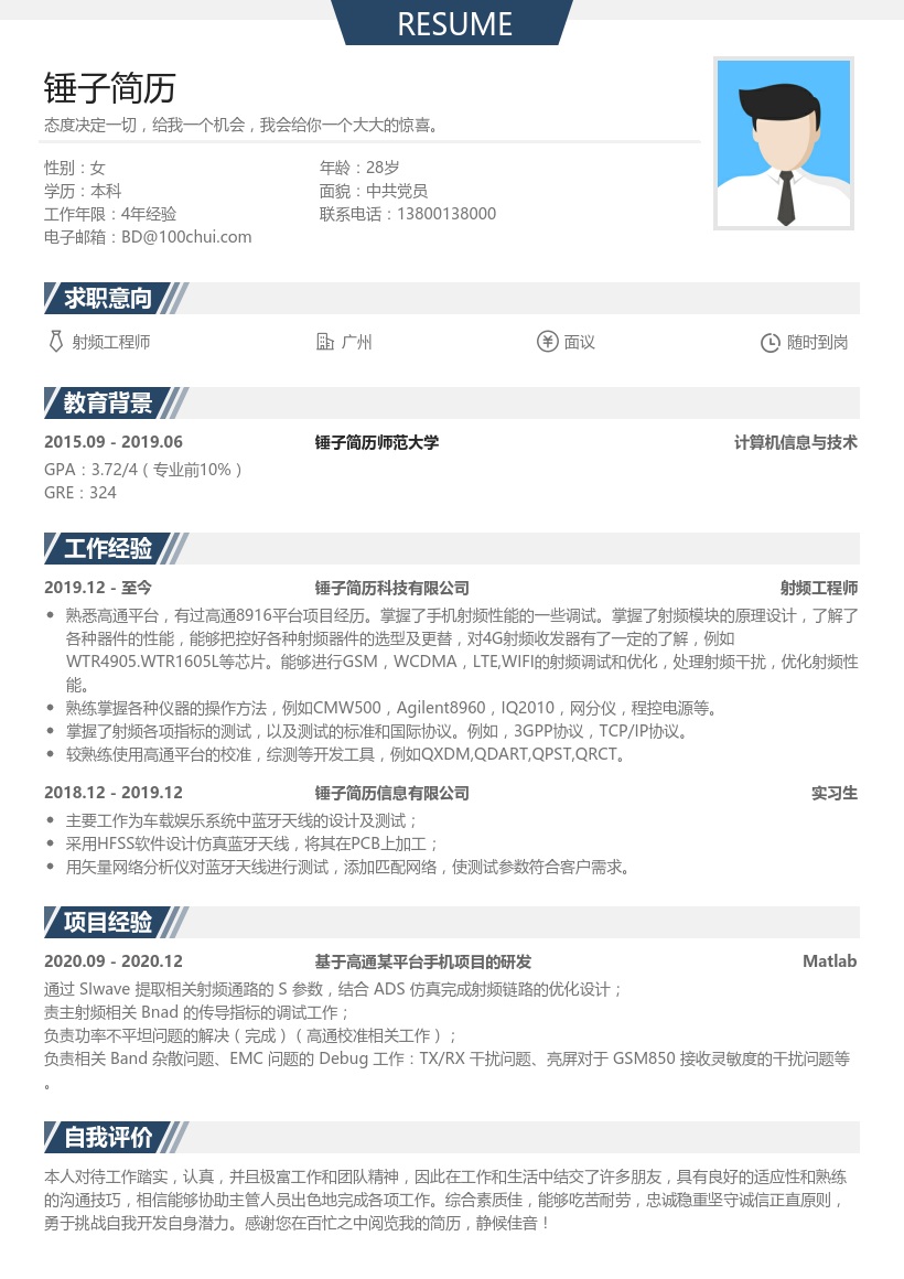 射频工程师个人简历