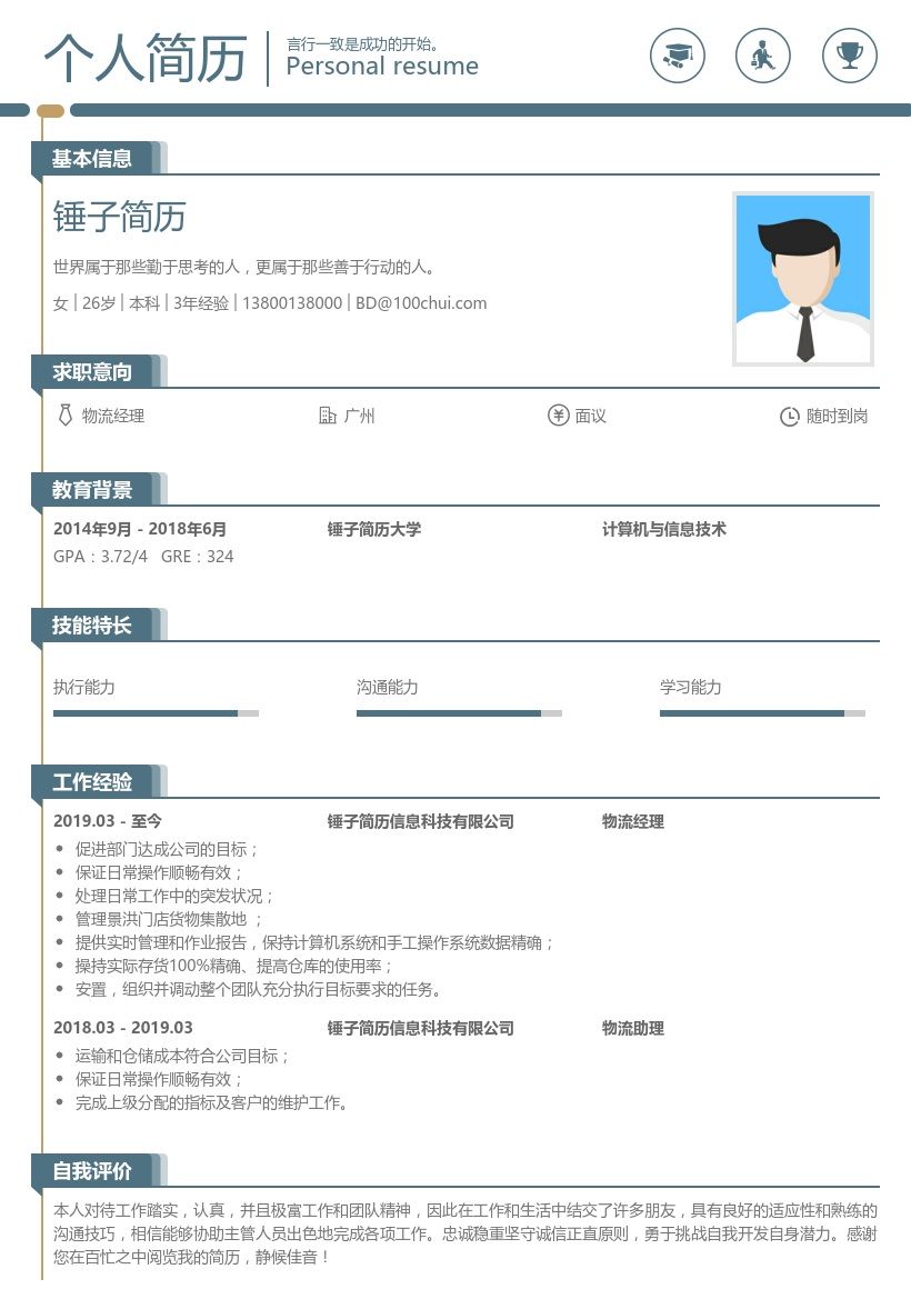 物流经理简历模板