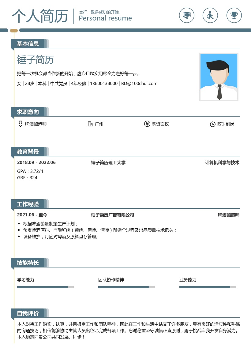 啤酒酿造师简历