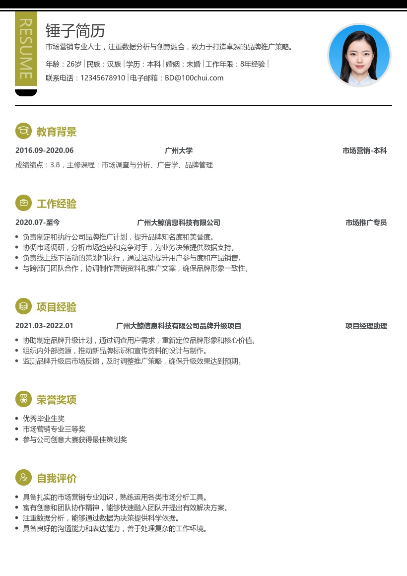 市场/营销简历模板