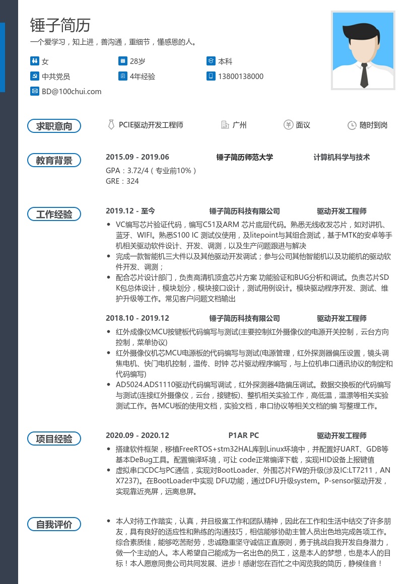 驱动开发工程师简历