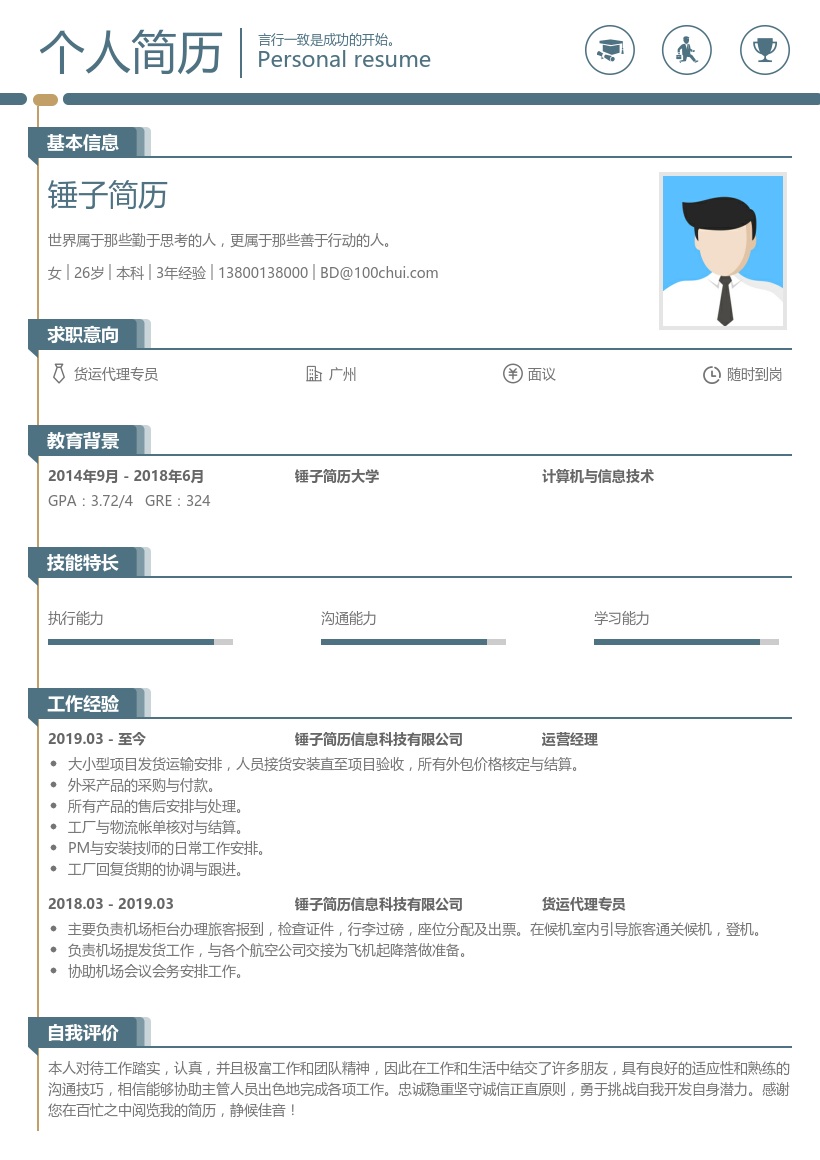 货运代理经理简历