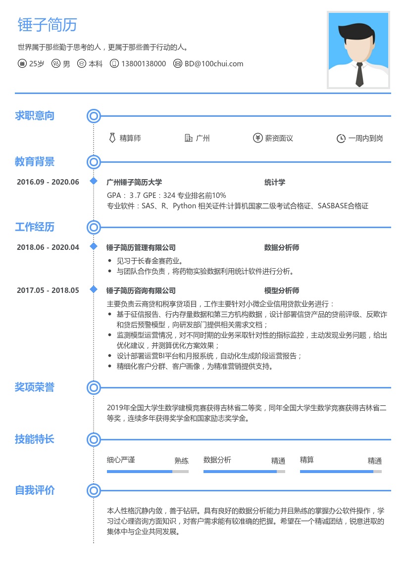 精算师个人简历
