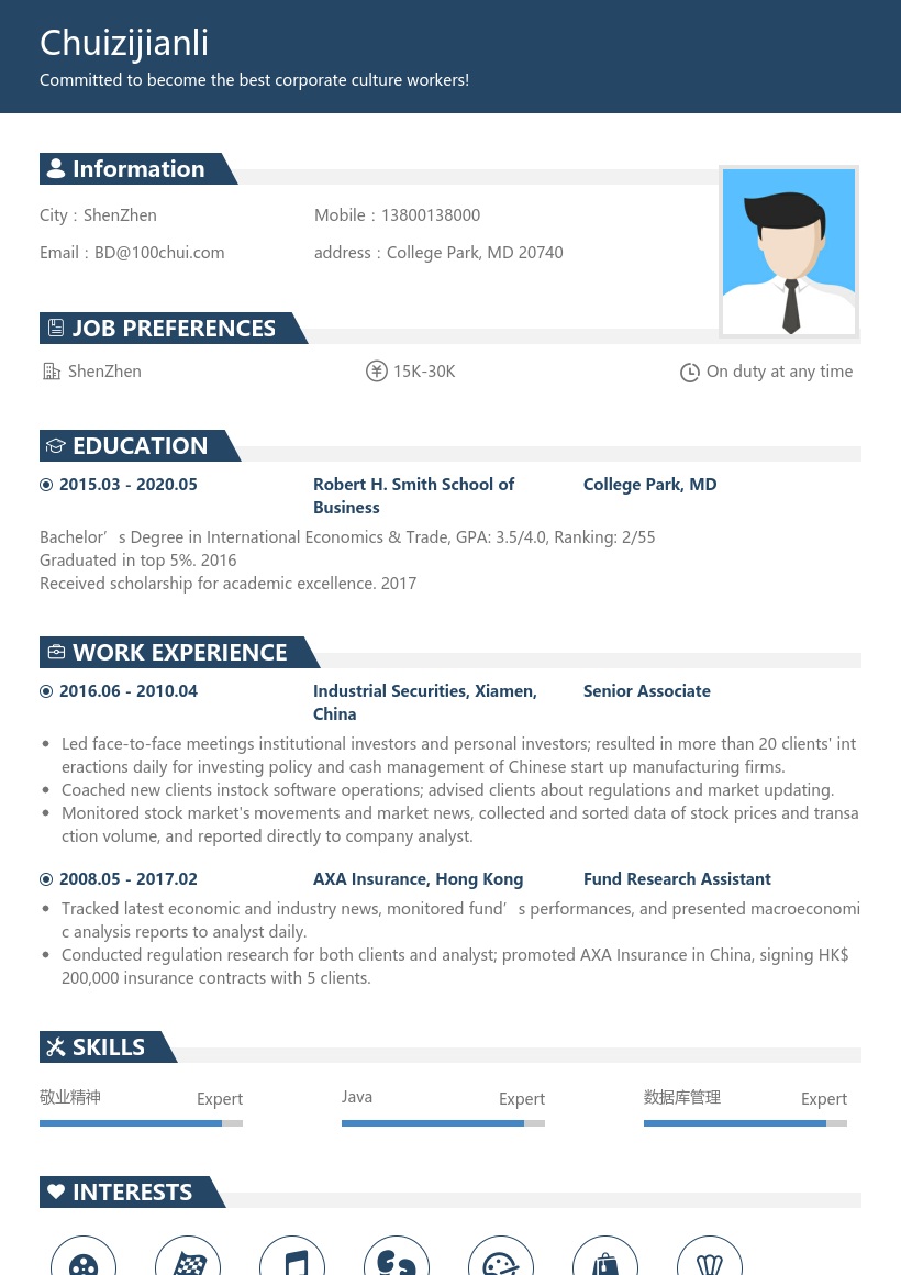 机械工程师英文模板