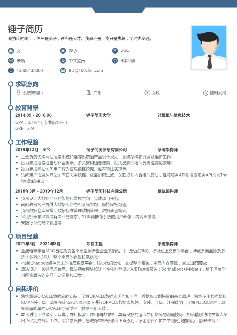 系统架构师简历