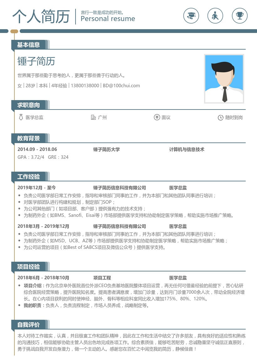 医学总监求职简历