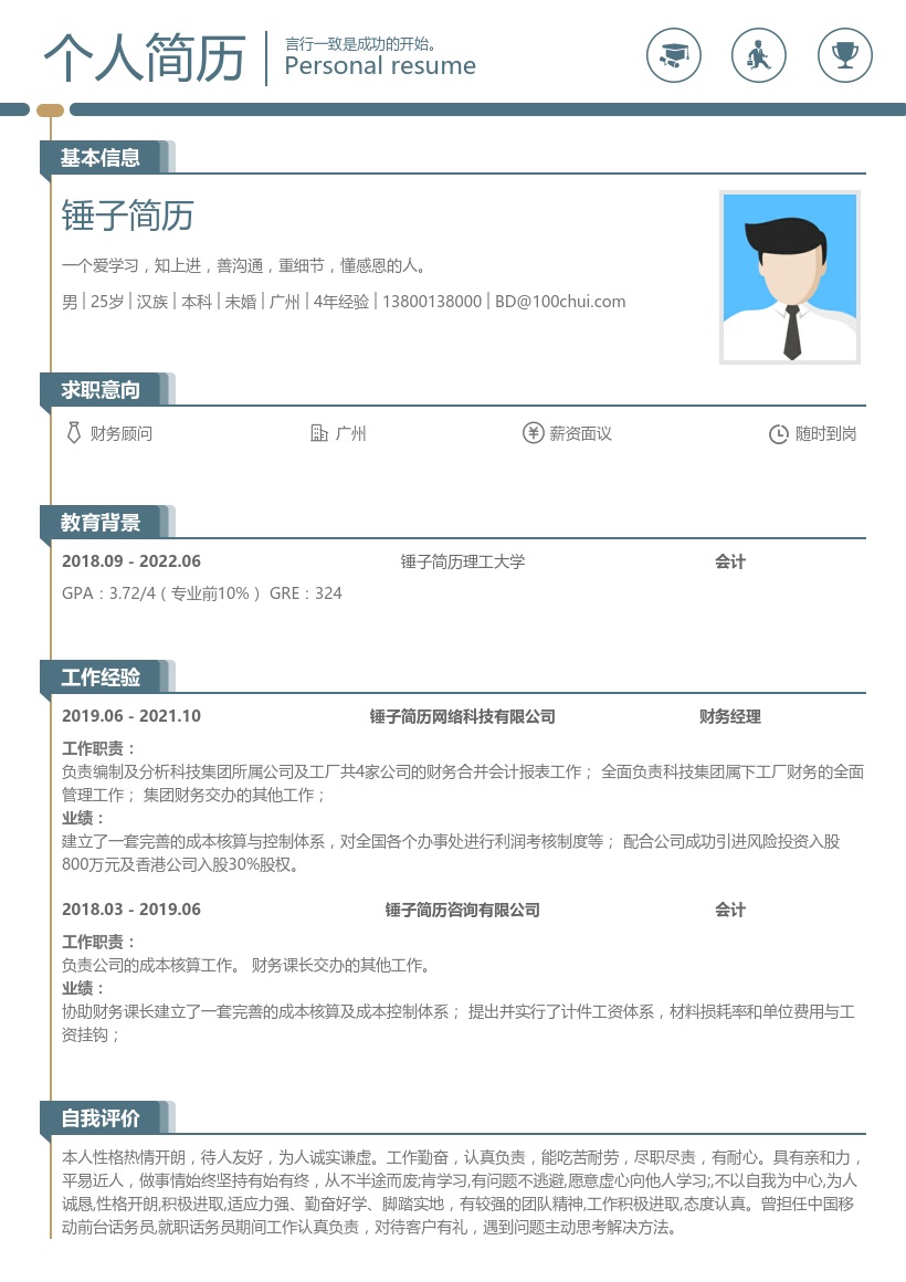 财务顾问求职简历模板