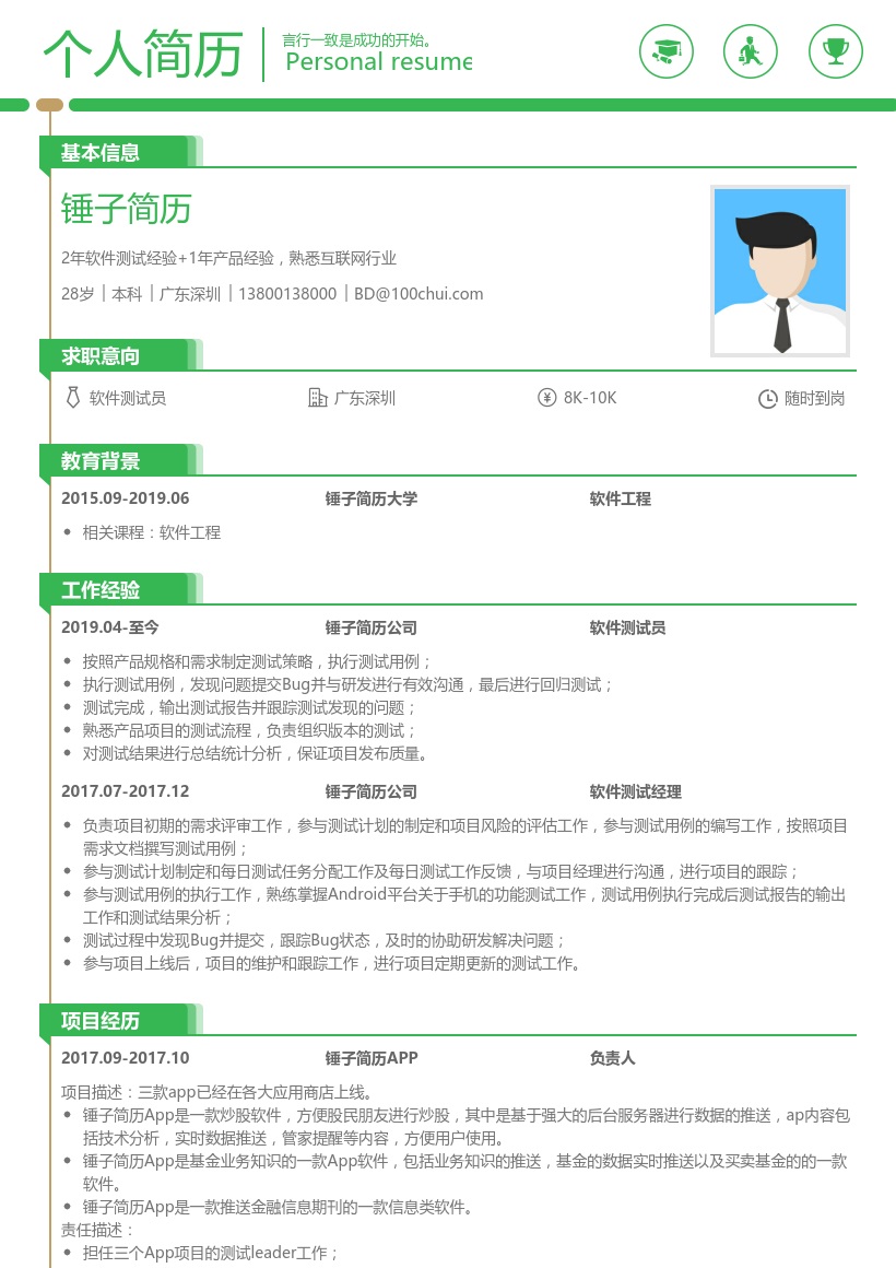 软件测试经理模板简历