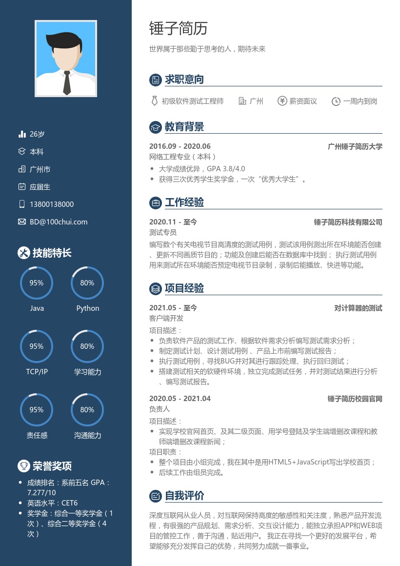 初级软件测试工程师简历