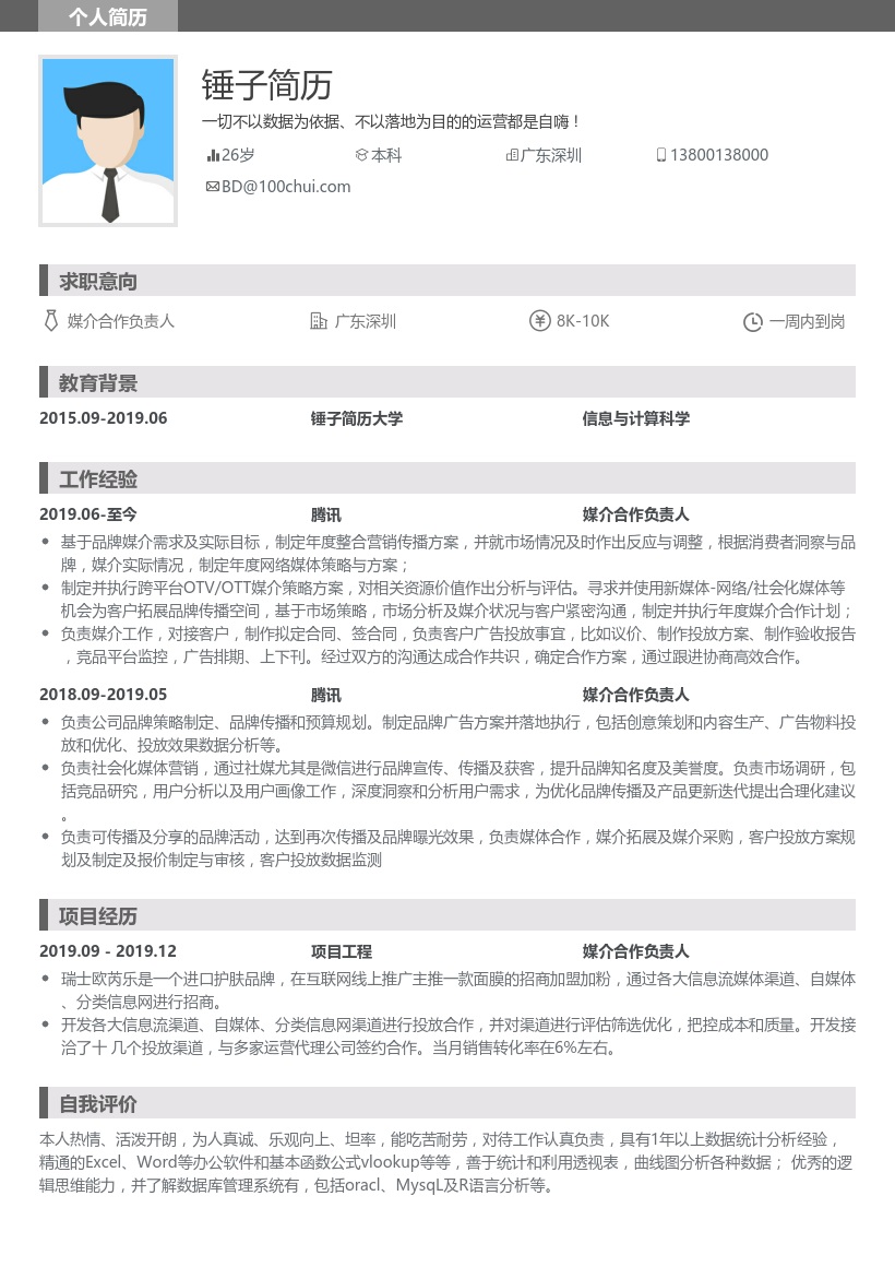 媒介合作负责人简历