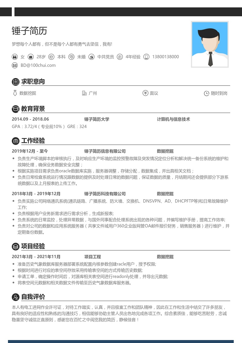 数据挖掘个人简历