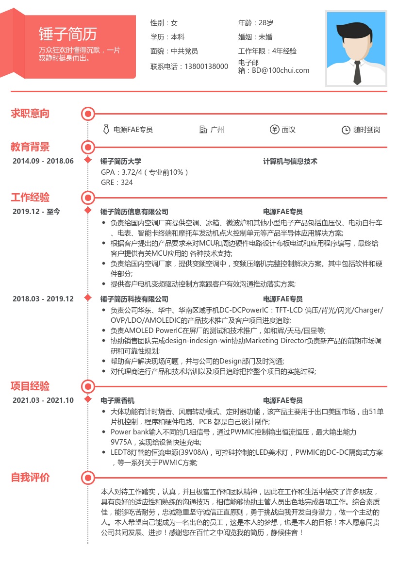 电源FAE专员简历