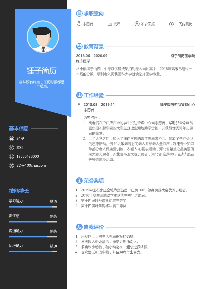 武汉志愿者简历