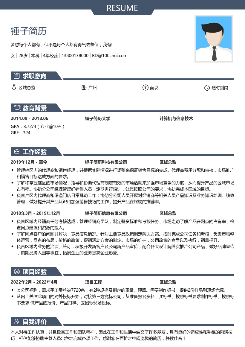 区域总监简历模板
