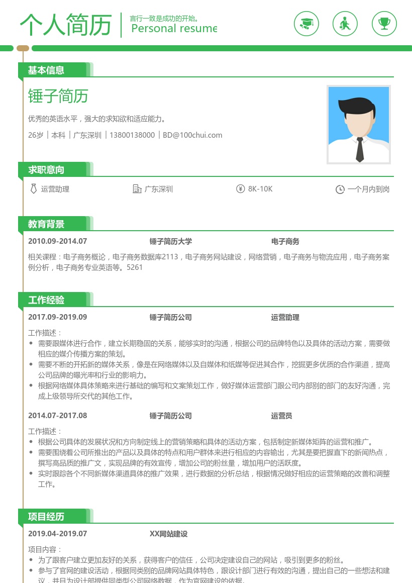 互联网新媒体运营助理简历模板