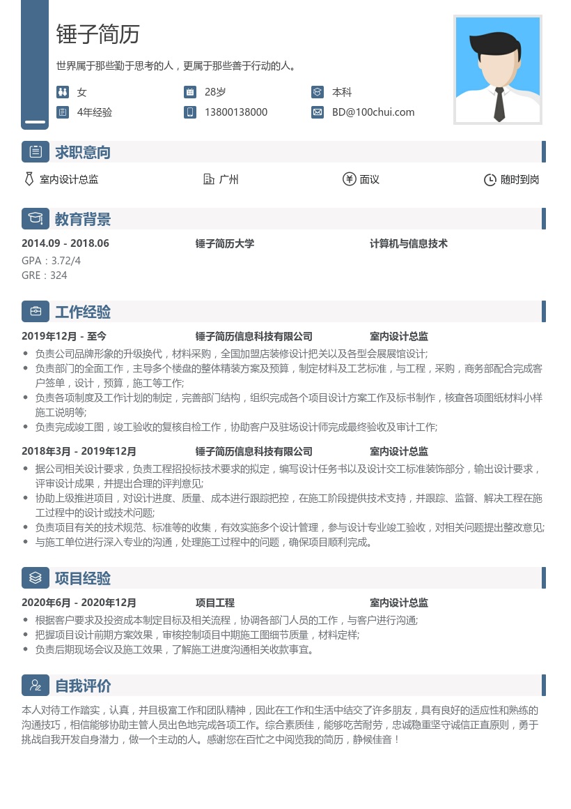 室内设计总监简历