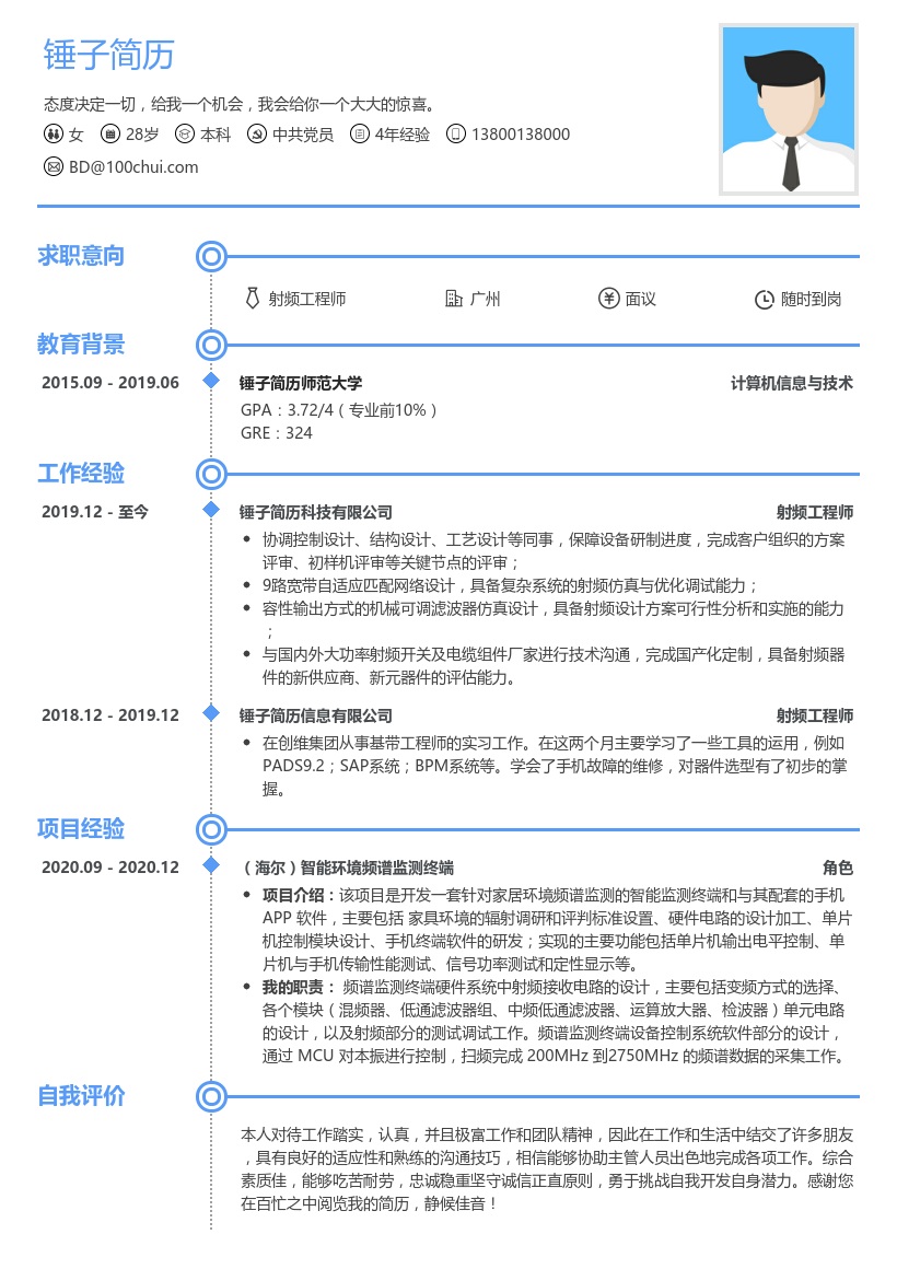 射频工程师求职简历