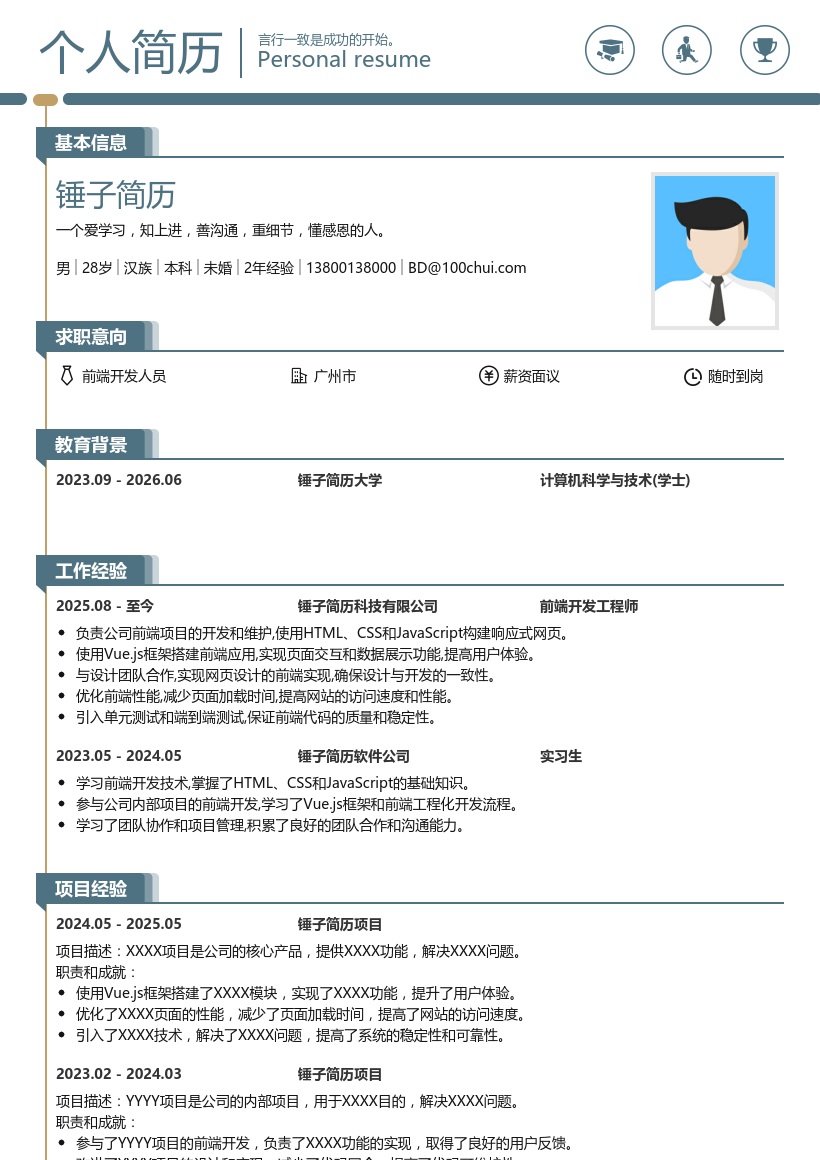 前端开发人员简历