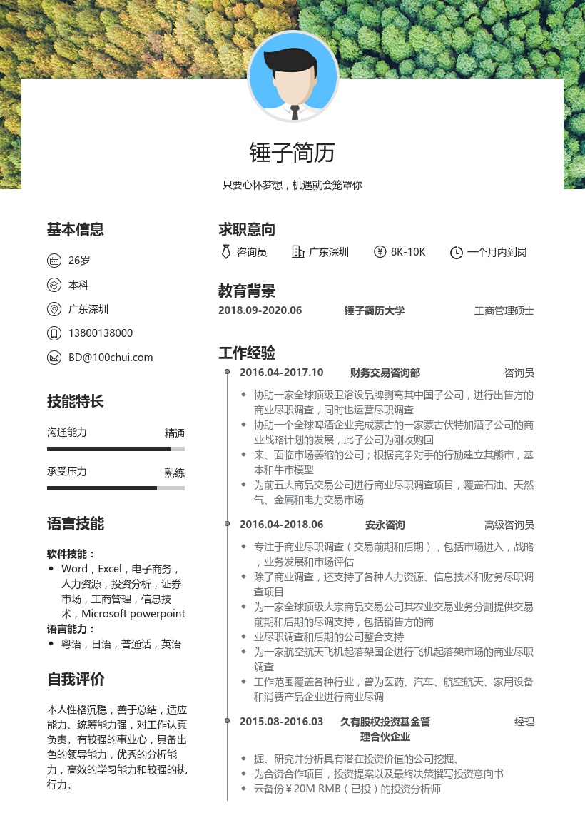 财务交易咨询部_咨询员