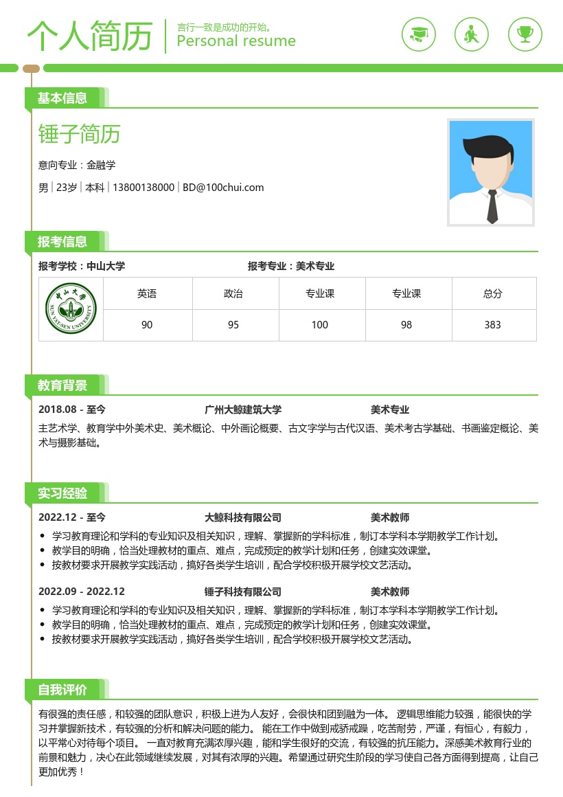 美术专业考研复试简历