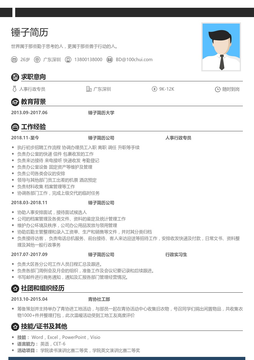 行政求职简历模板