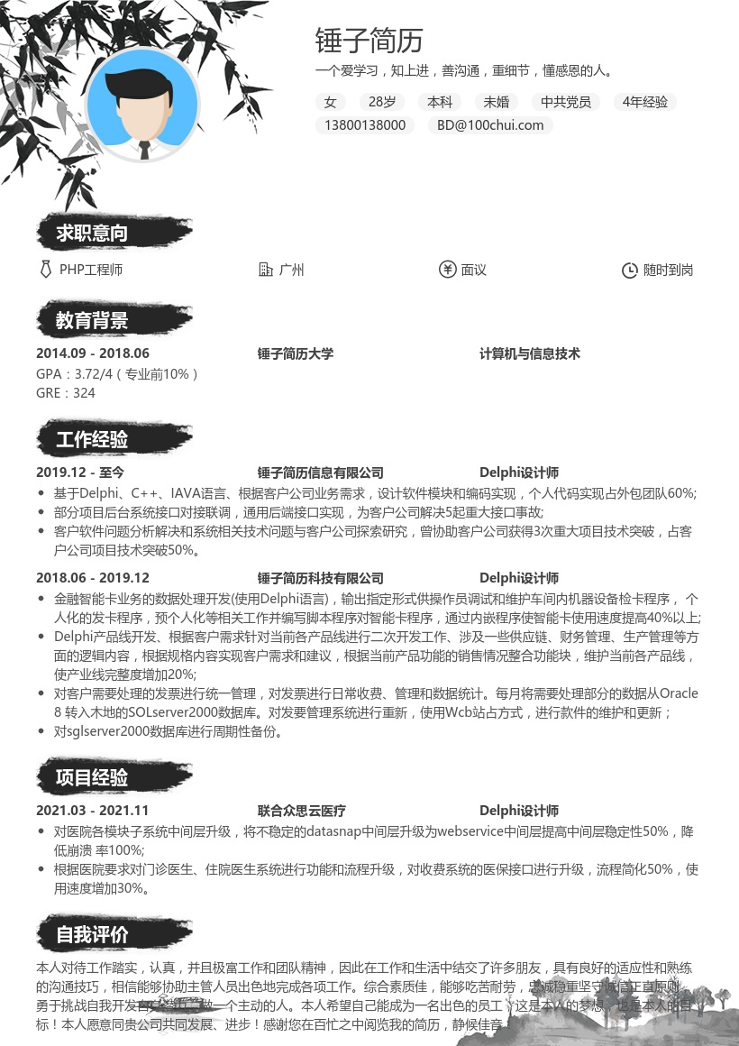 Delphi设计师简历