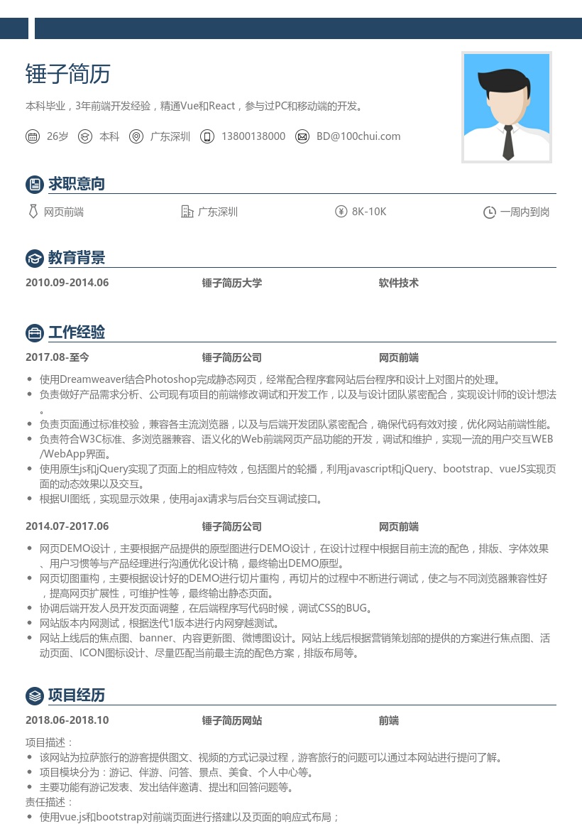网页前端简历模板