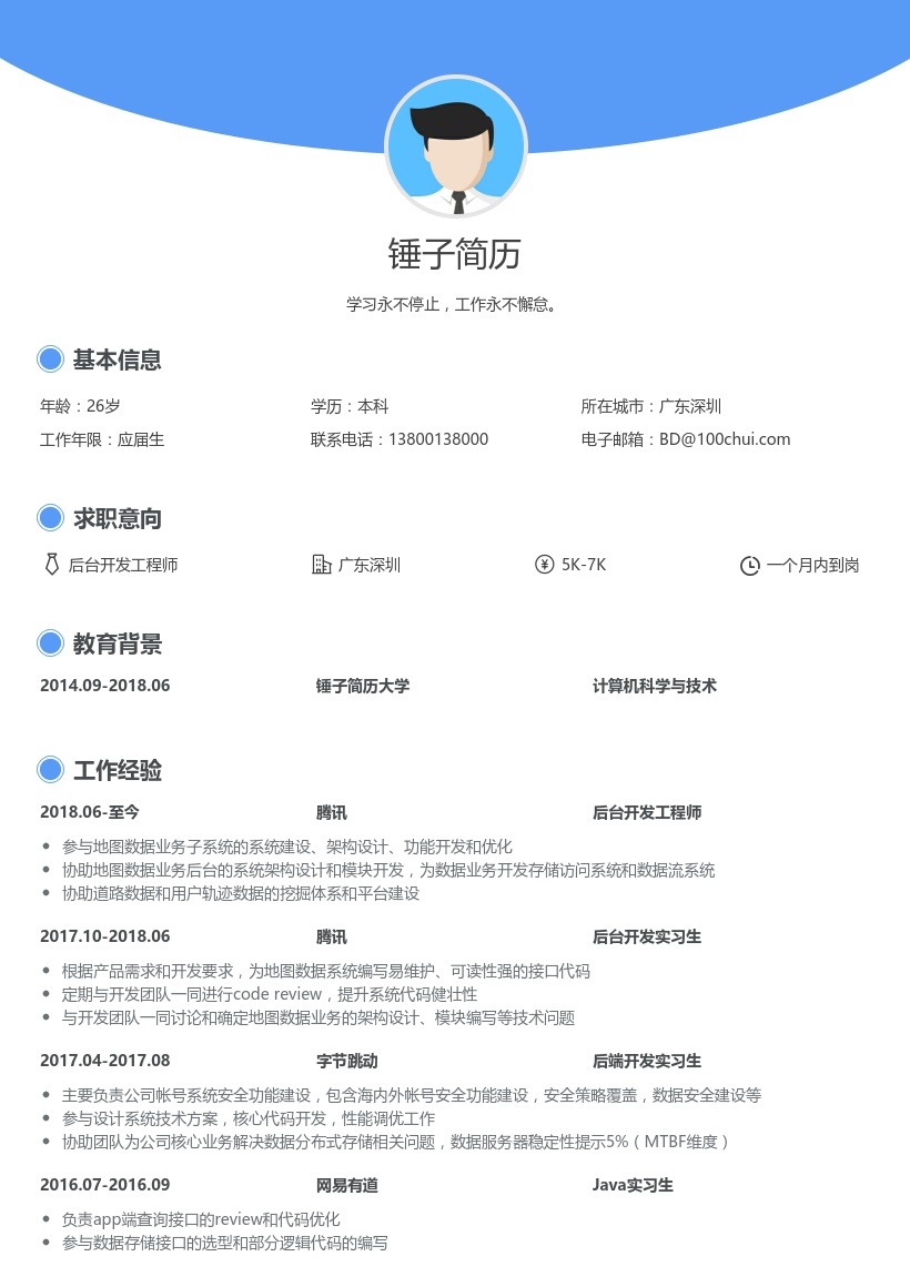 程序员简历模板(应届生求职)