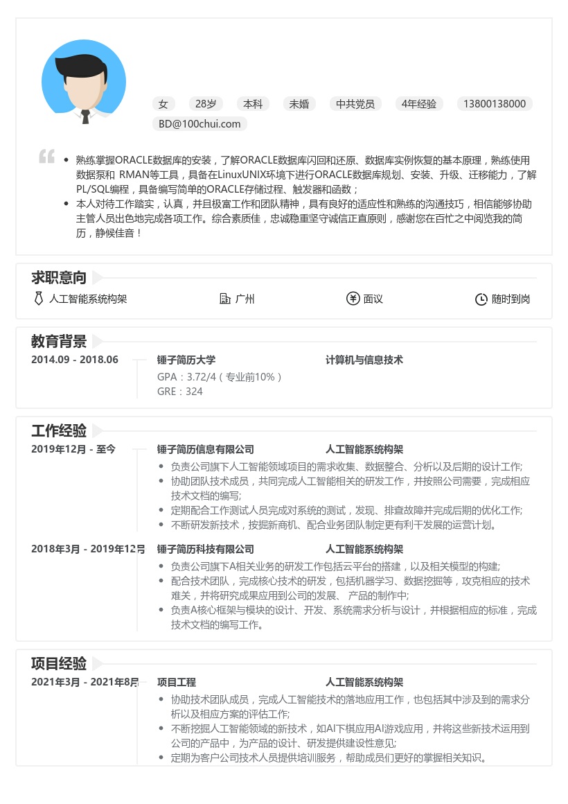 人工智能系统构架简历