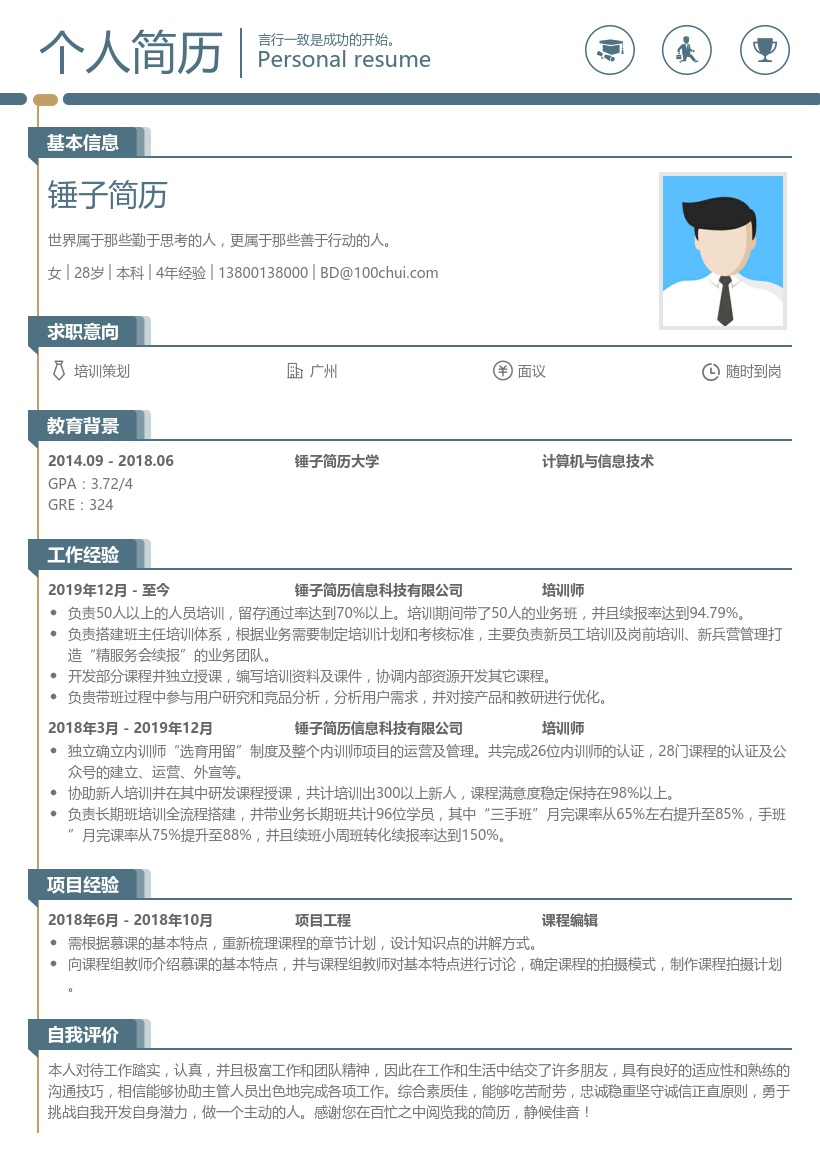 培训师简历模板