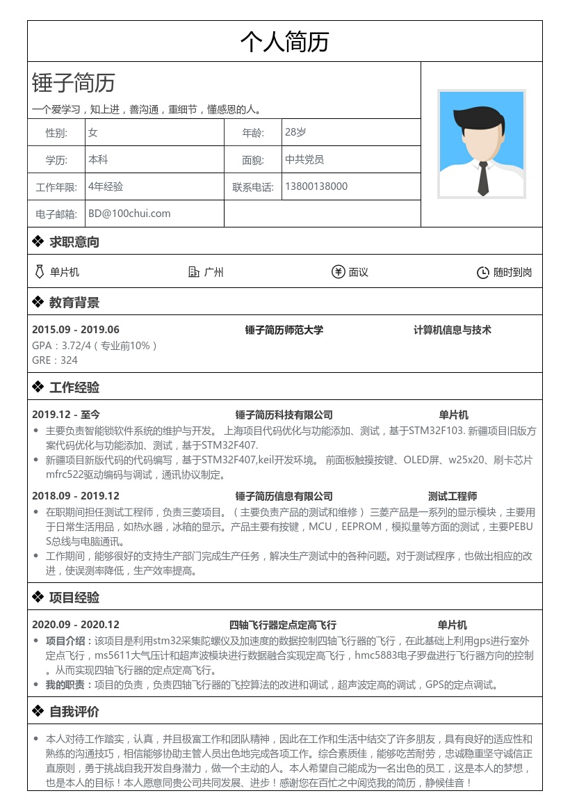 单片机-简历模板