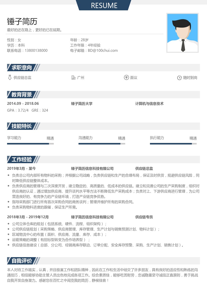 供应链总监简历模板