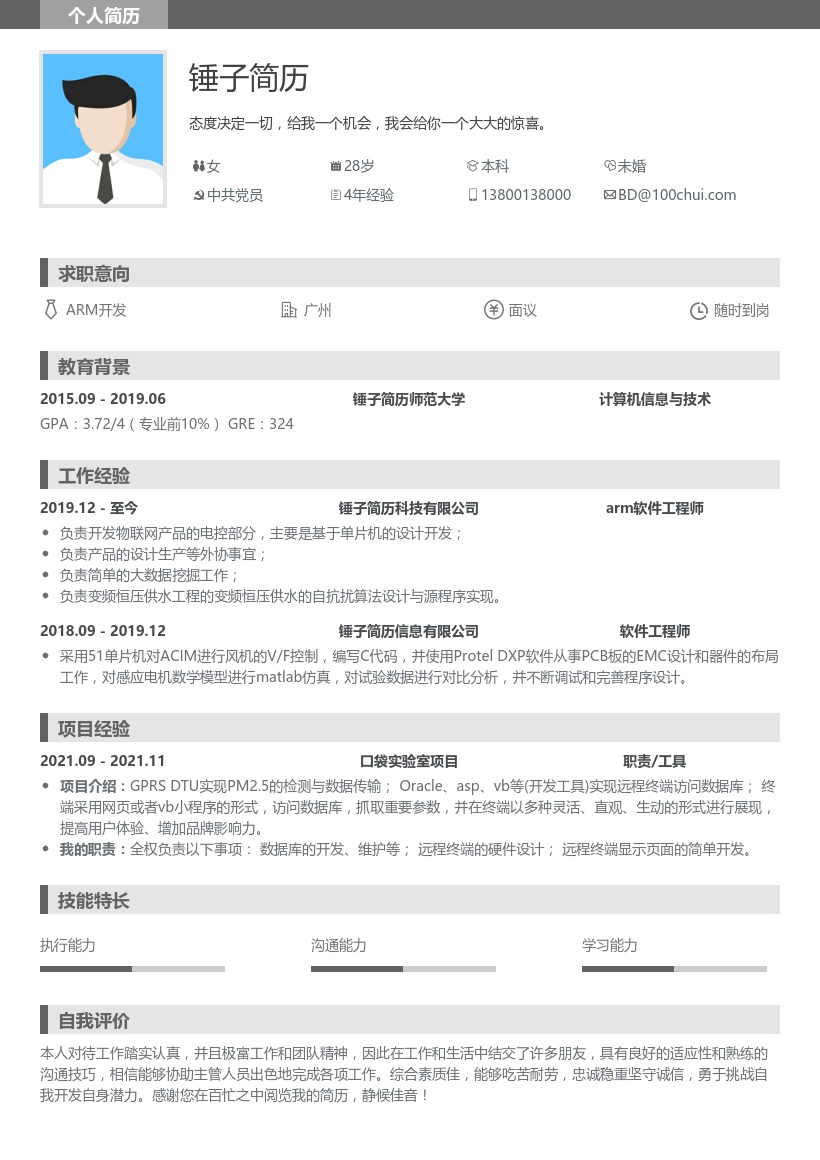 ARM开发求职模板